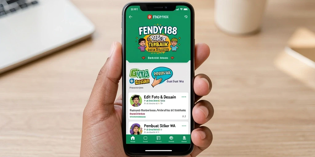 Antarmuka FENDY188 untuk membuat stiker WA yang menarik.
