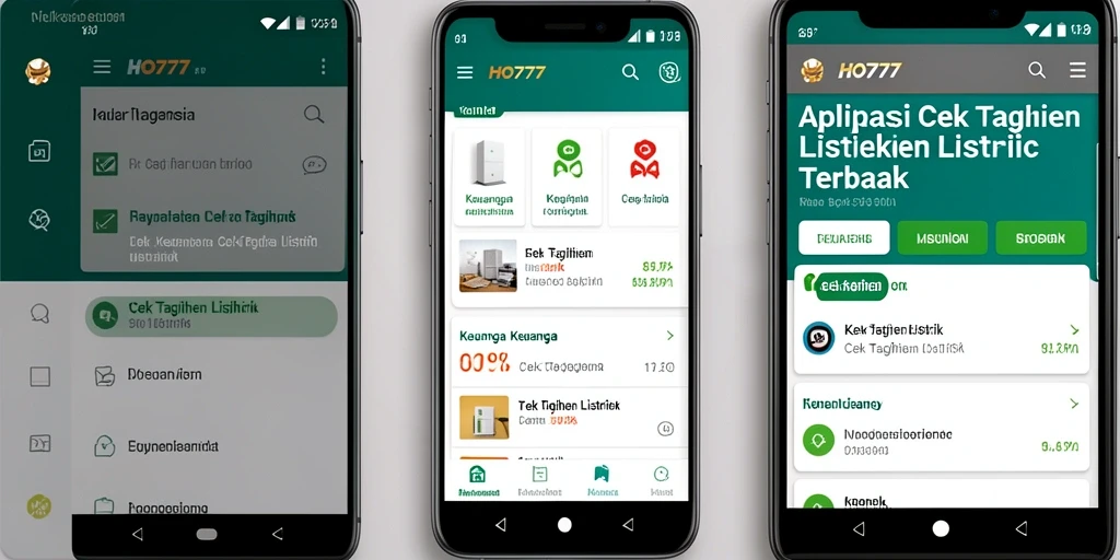 Antarmuka pengguna aplikasi Cek Tagihan Listrik HO777 yang intuitif dan menarik.