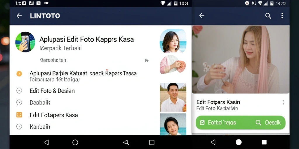 Antarmuka LINITOTO dengan efek Edit Foto Kertas Kaca yang menarik.